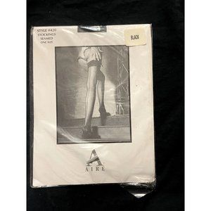 Vintage Sheer Black Seamed Thigh High Stocking Nylons